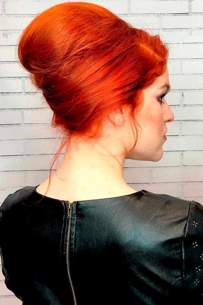 Orange Updo #orangehair #beehivehairstye