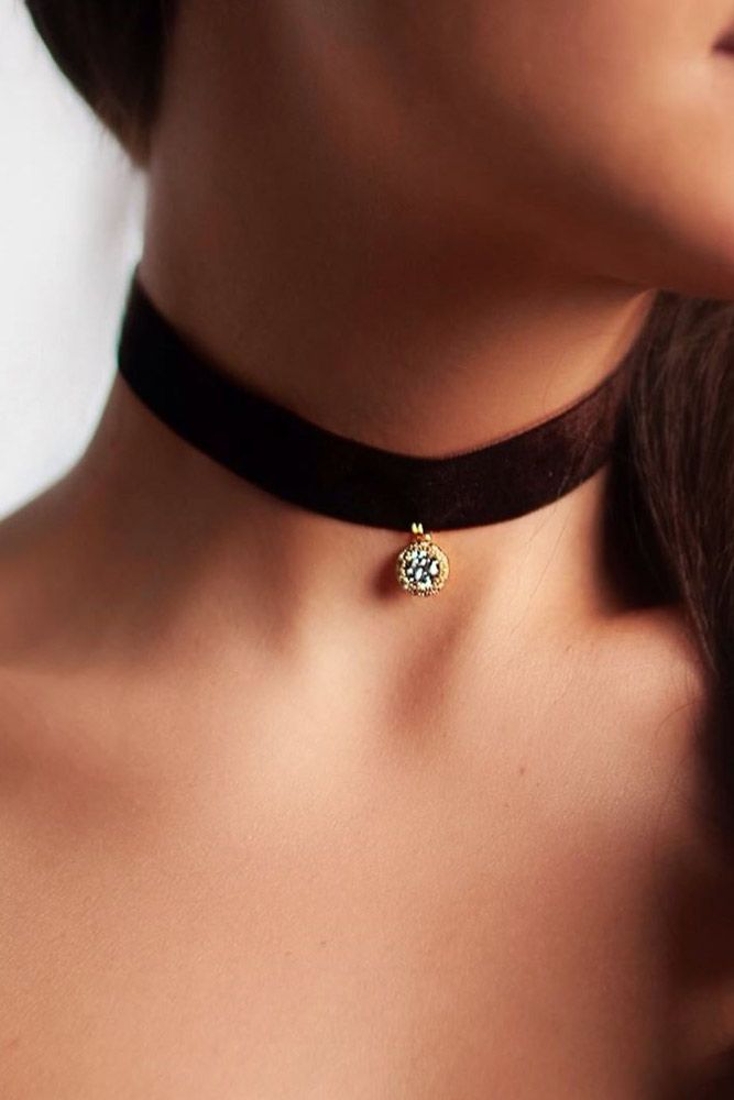 Velvet With Crystal Choker Design #crystalchoker