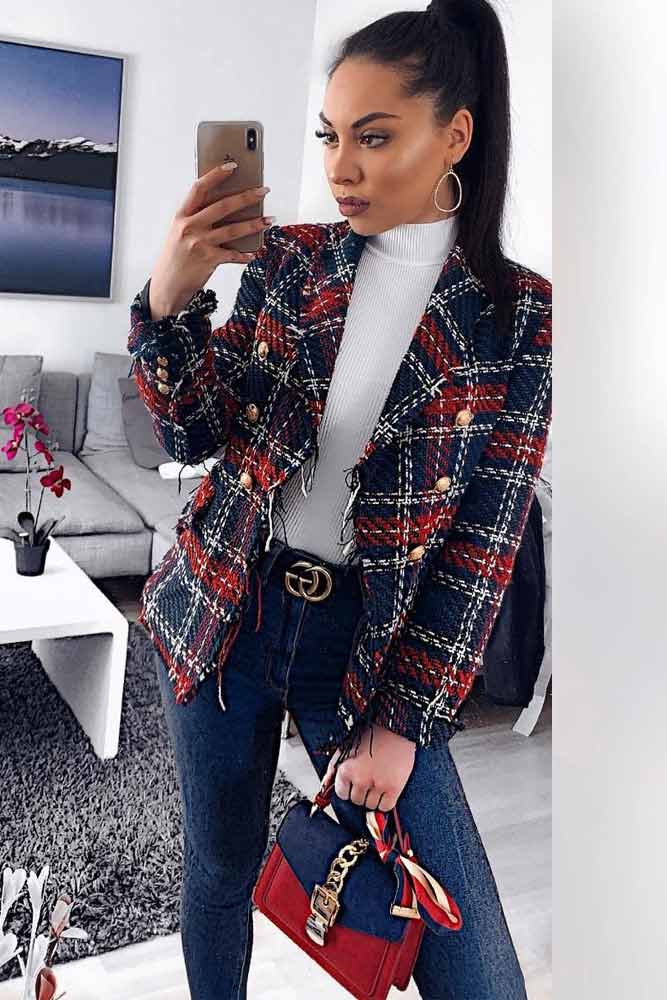 Tweed hotsell blazer outfits