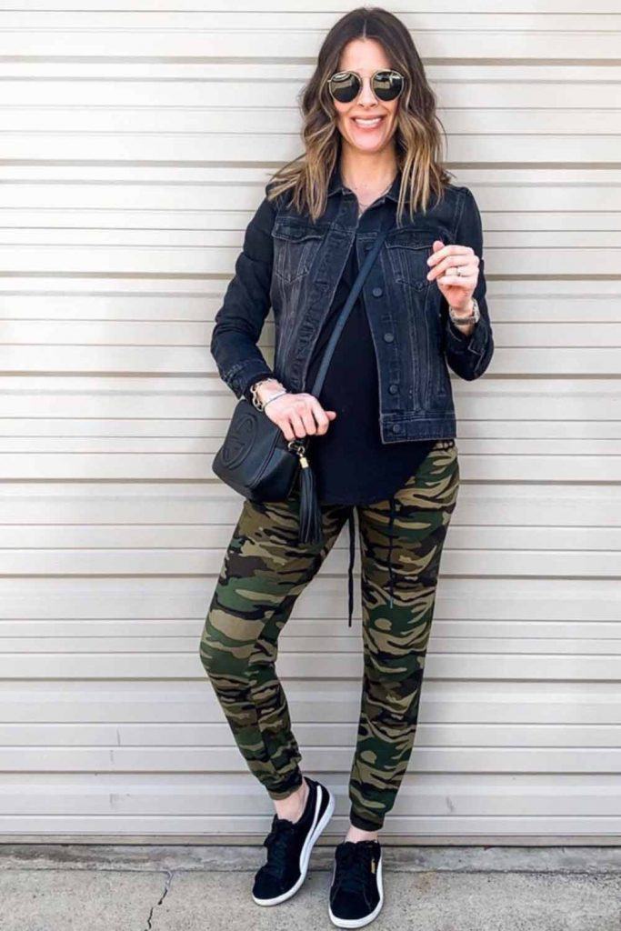 Camo pants with hot sale black shirt