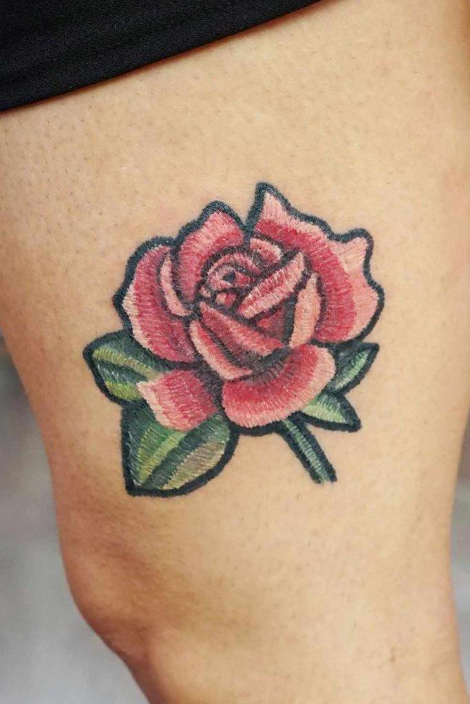 Embroidery Rose Tattoo Idea