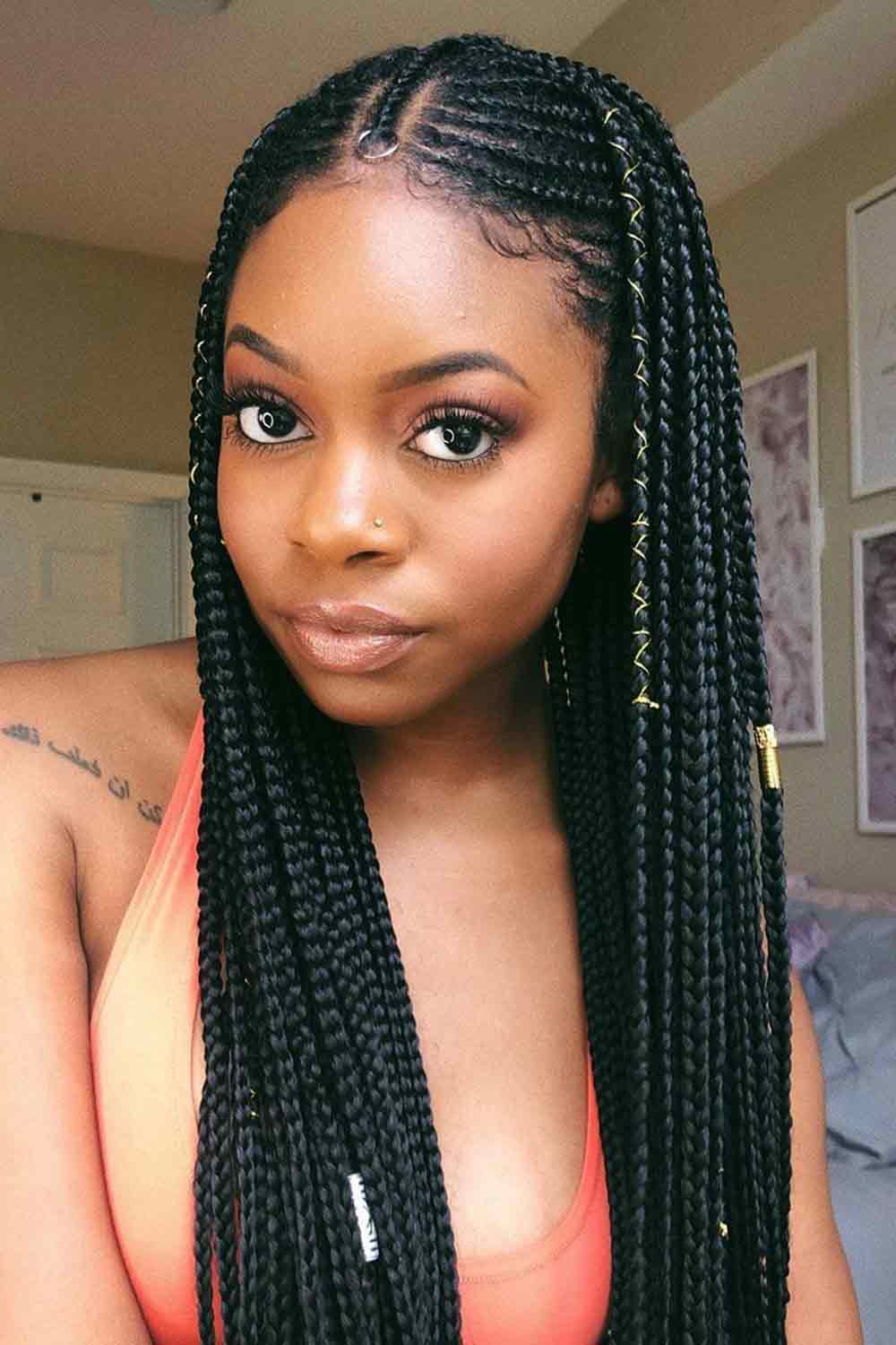 Fulani Braids With Beads And Rings #blackhair #longhair