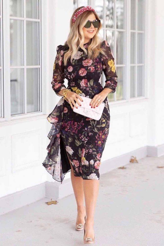 Floral Dress With Ruffled Accent #ruffledaccent #floraldress