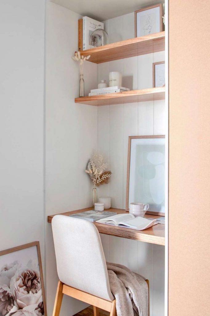 Work Space Nook - Idea For Small Space #nookdesign #shelves