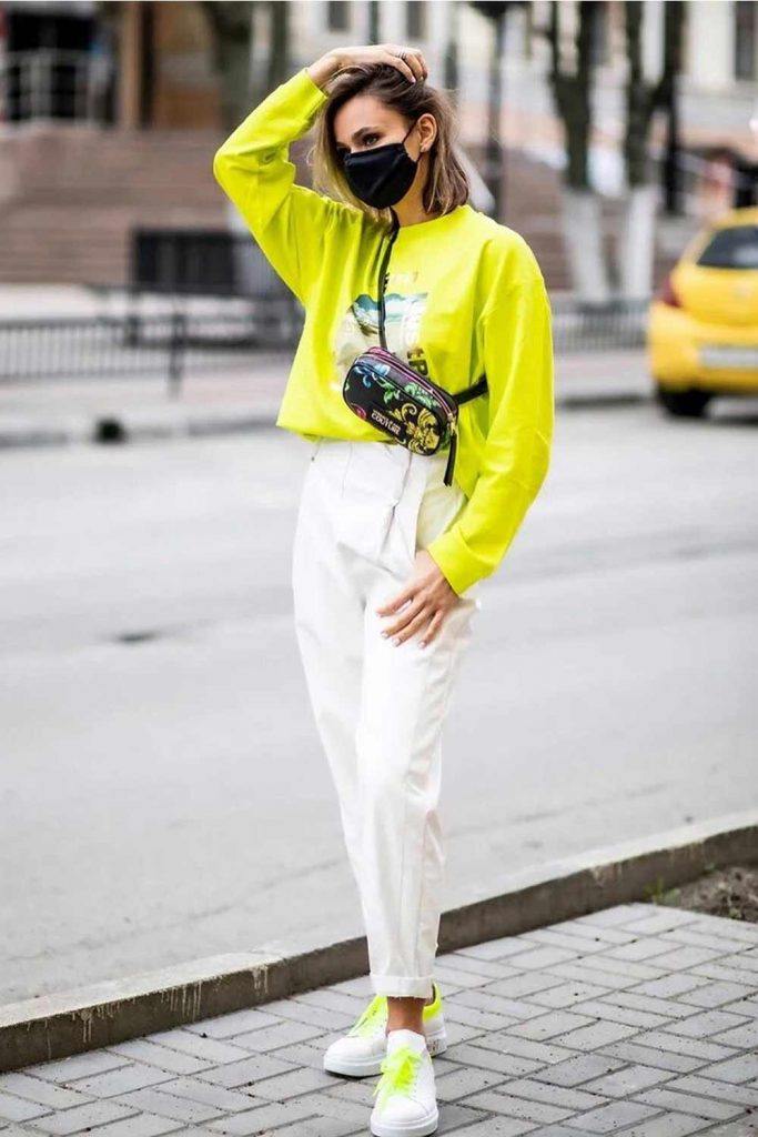 High Waisted Pants With Lemon Sweatshirt #sweatshirt