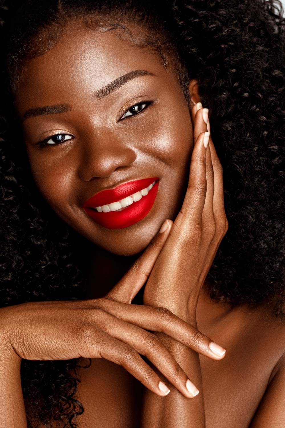 red lipstick on dark skin