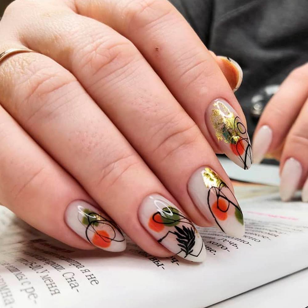 Abstract Thanksgiving Nail Art Designs 