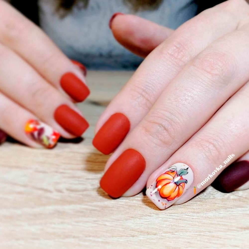 Fall Nails Designs With Pumpkins