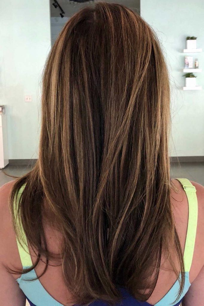 Cabelo longo e liso com balayage