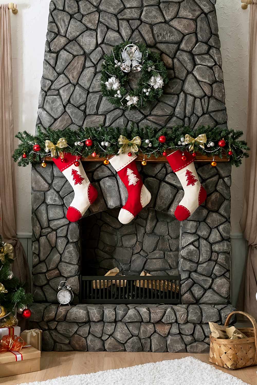 Dark Colored Fireplace Christmas Decoration