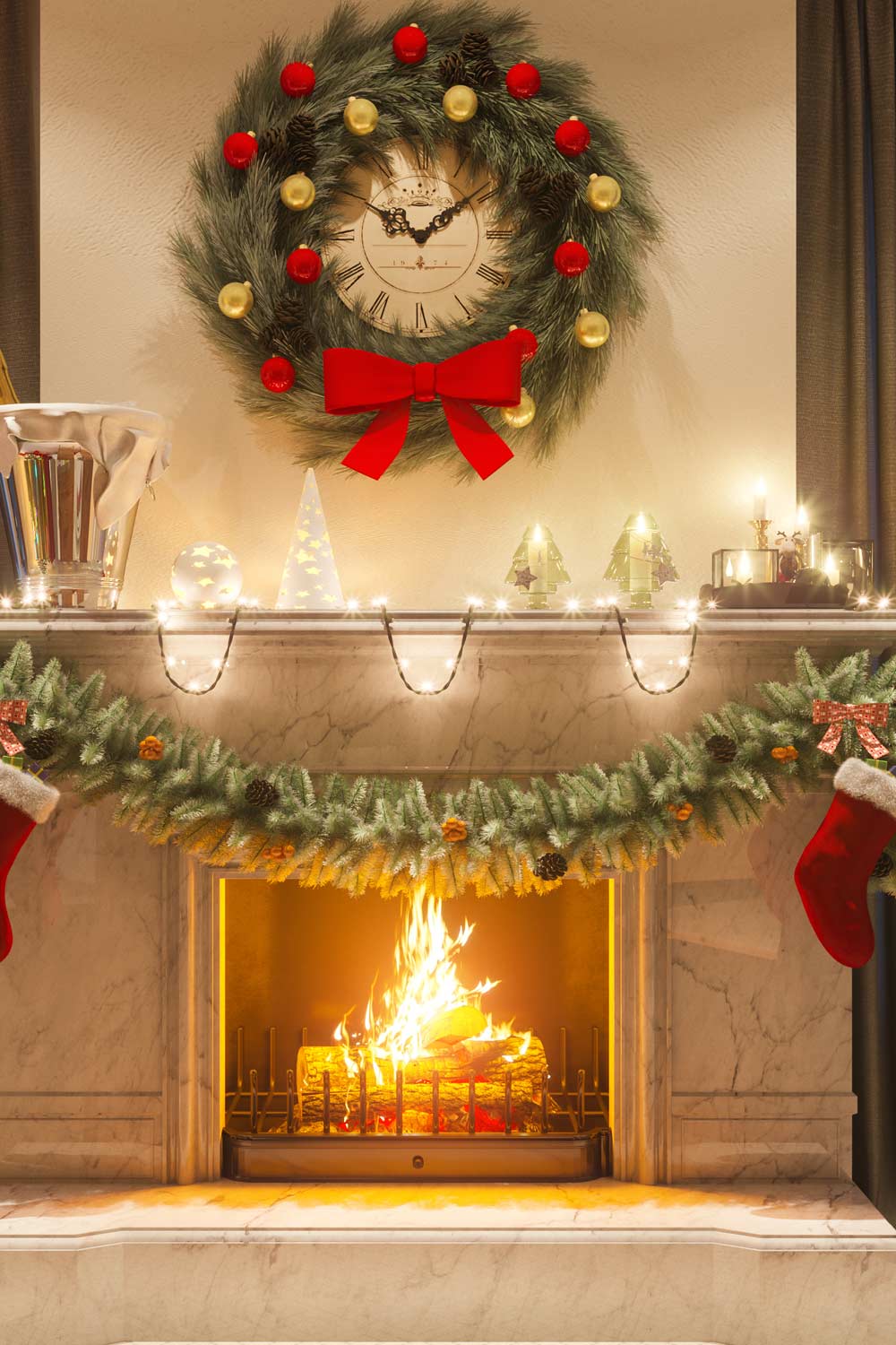 Beautiful Fireplace Decoration With Garlands