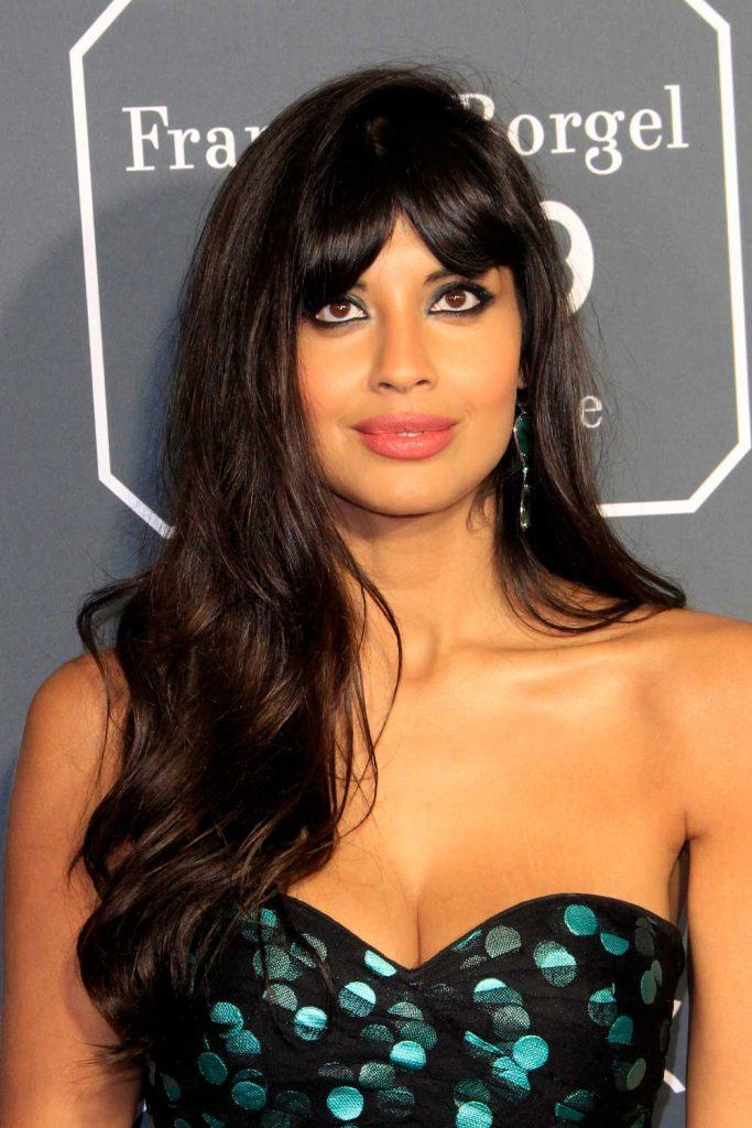 Jameela Jamil with Curtain Bangs