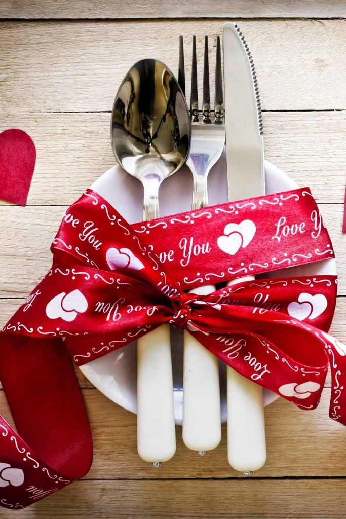 Napkin Ring with Valentines Day Theme Ribbon 