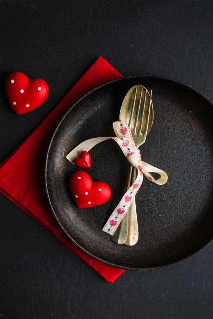 Napkin Ring with White Ribbon and Hearts