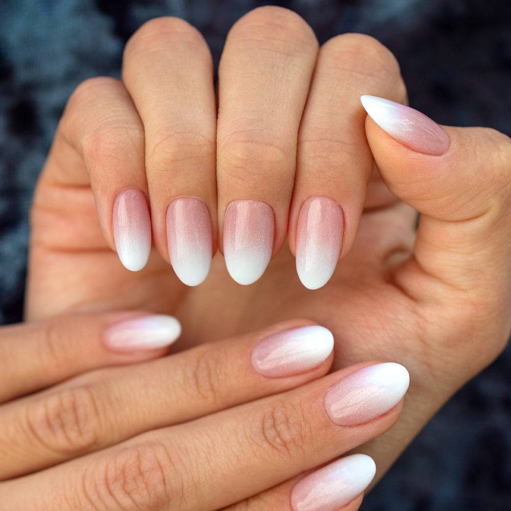 ombre nails light pink to white