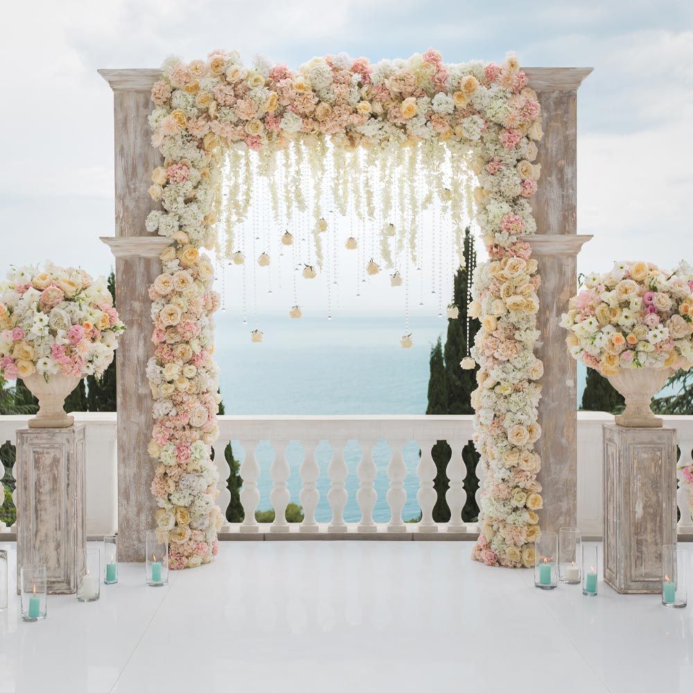 Vintage Wedding Arch with Floral Accent