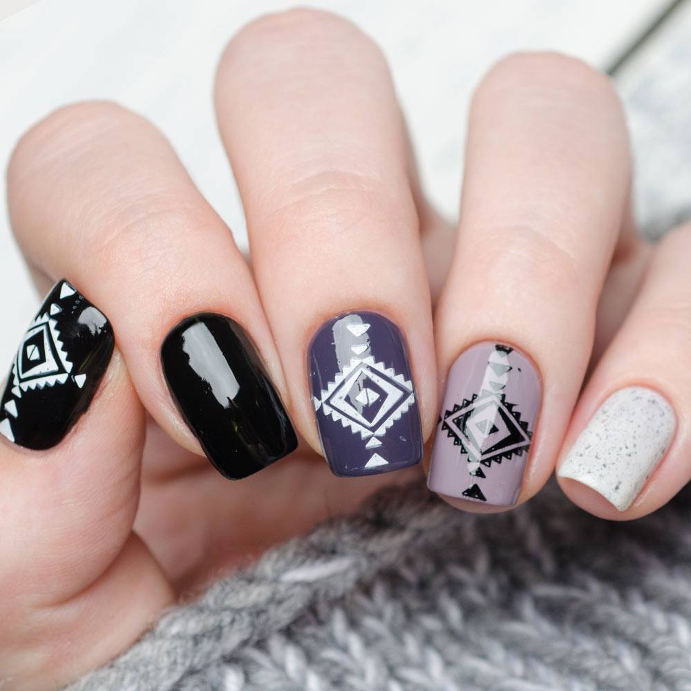 Square Acrylic Nails with Patterns