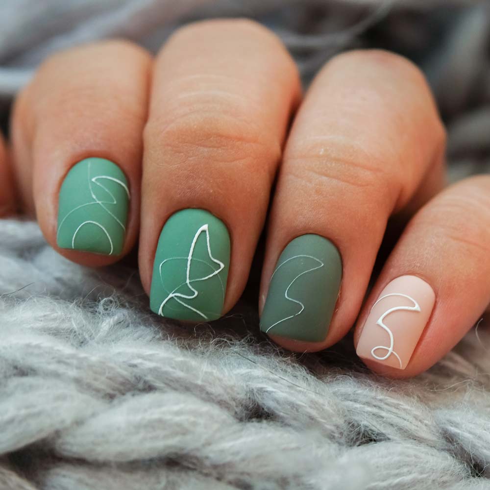 Matte Green Acrylic Nails Design