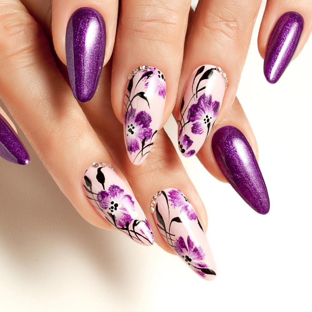 Stiletto Floral Acrylic Nails