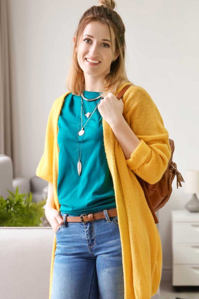 Bright Yellow Cardigan Outfits