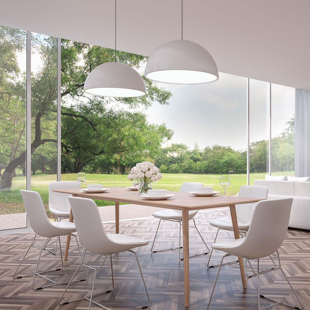 Modern White Colored Dining Room 