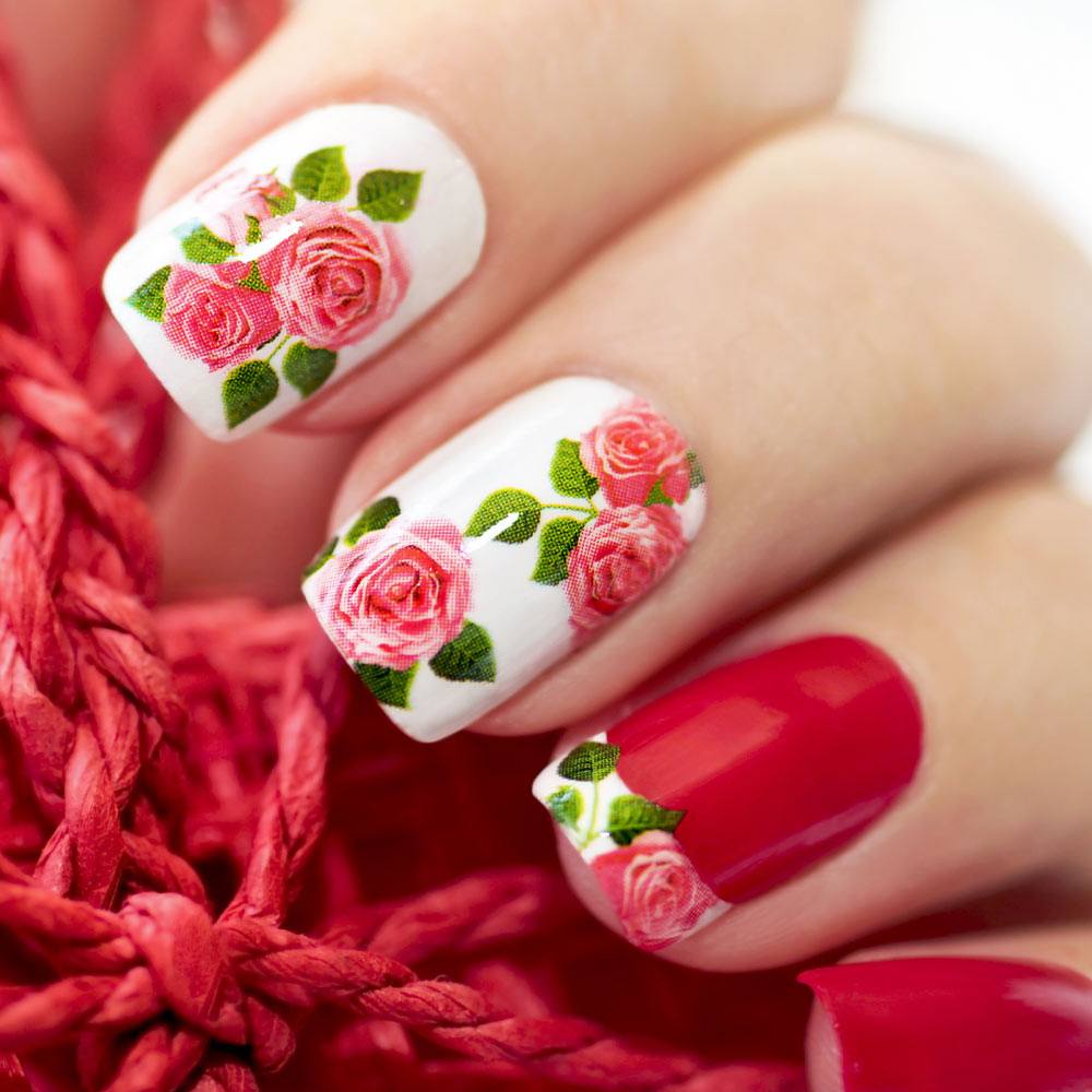 Floral Spring Nails with Roses