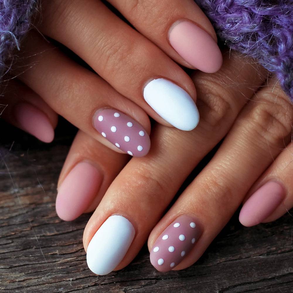 Matte Polka Dots Nails