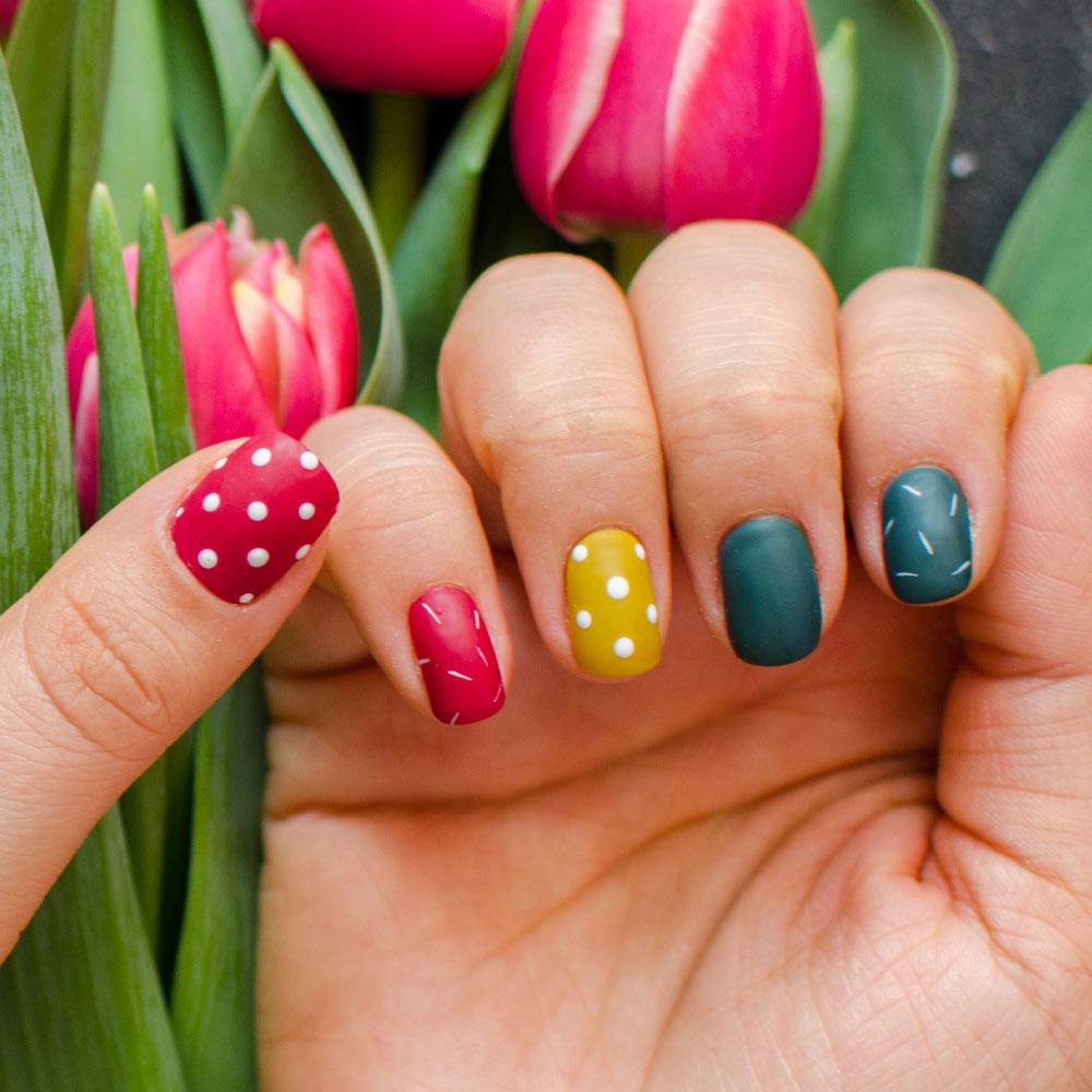 Matte Polka Dots Nails