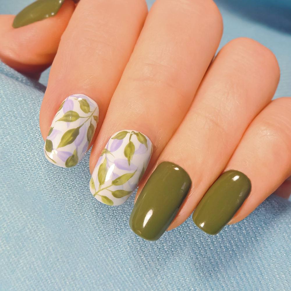 Spring Nails with Leaves