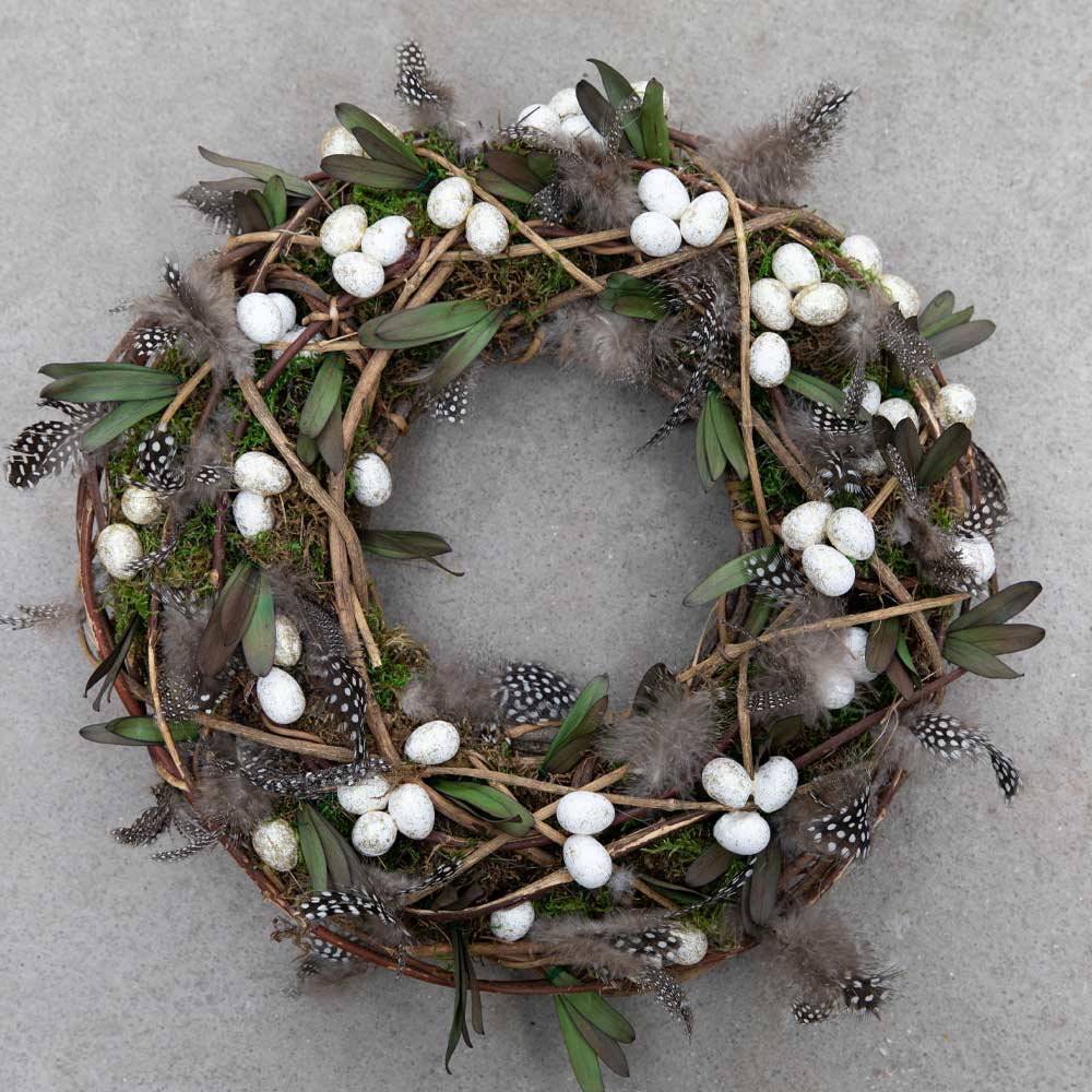 Door Wreath with Eggs and Feathers