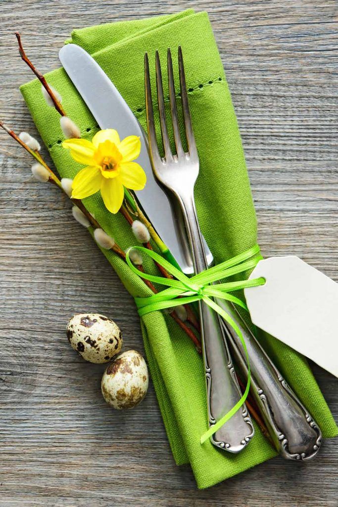 Green Napkin Ring with Flowers