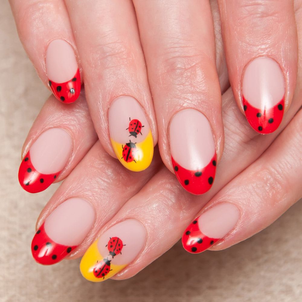 Spring Nails with Ladybugs