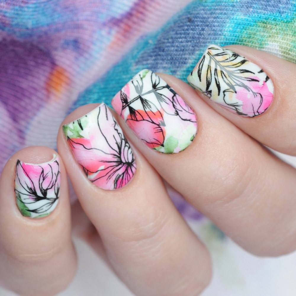 Watercolor Floral Spring Nails