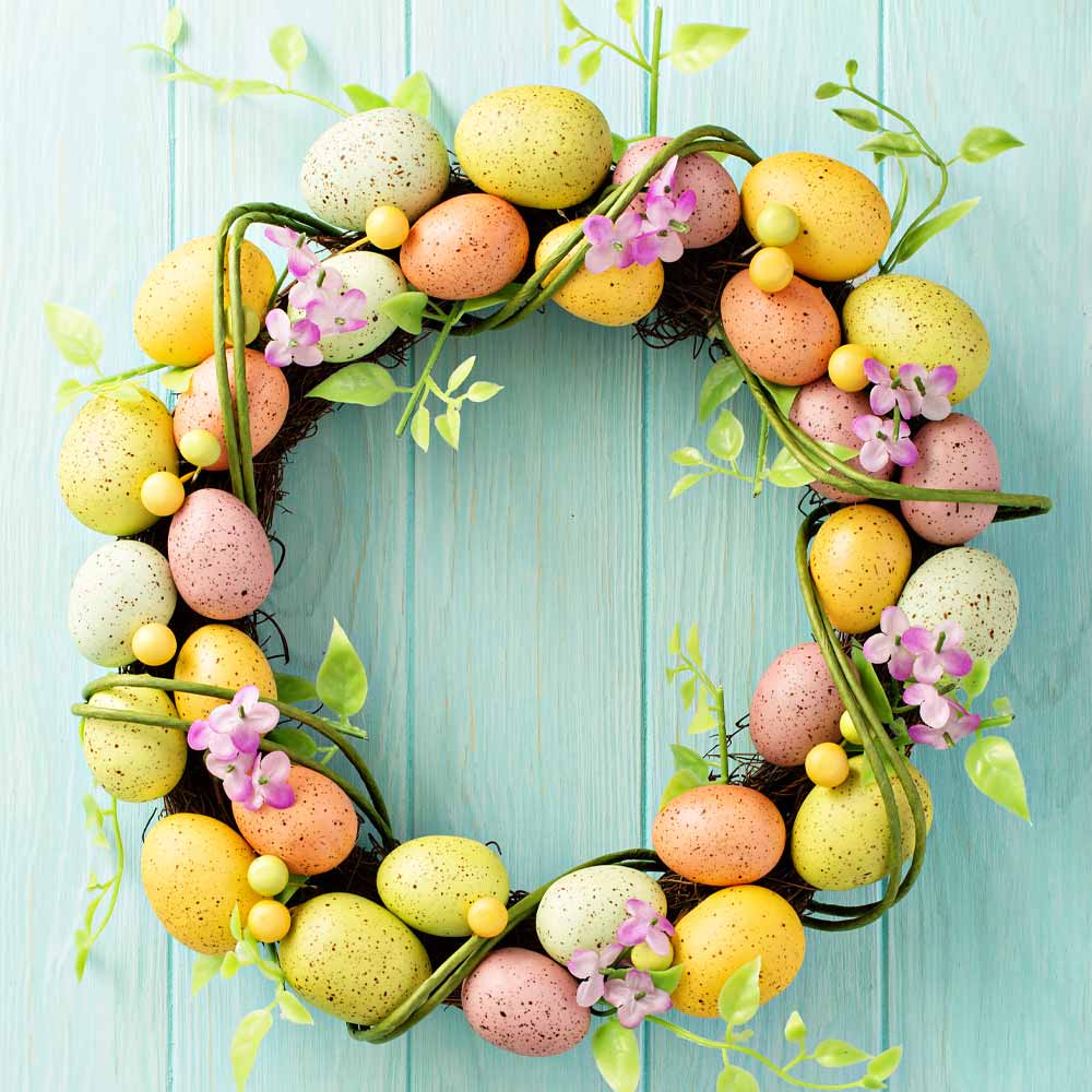 Wreath with Colorful Eggs for Easter