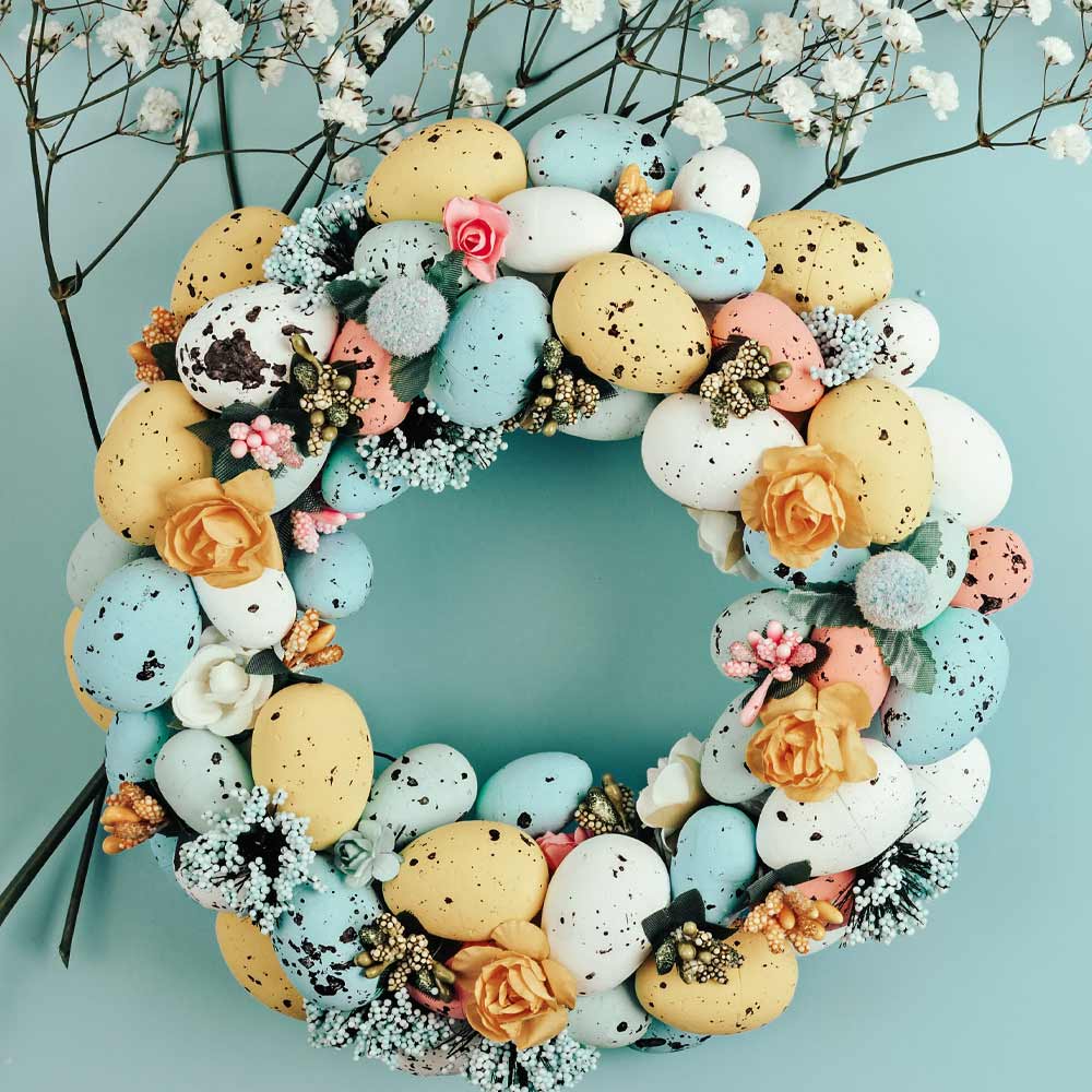 Easter Wreath with Colorful Eggs