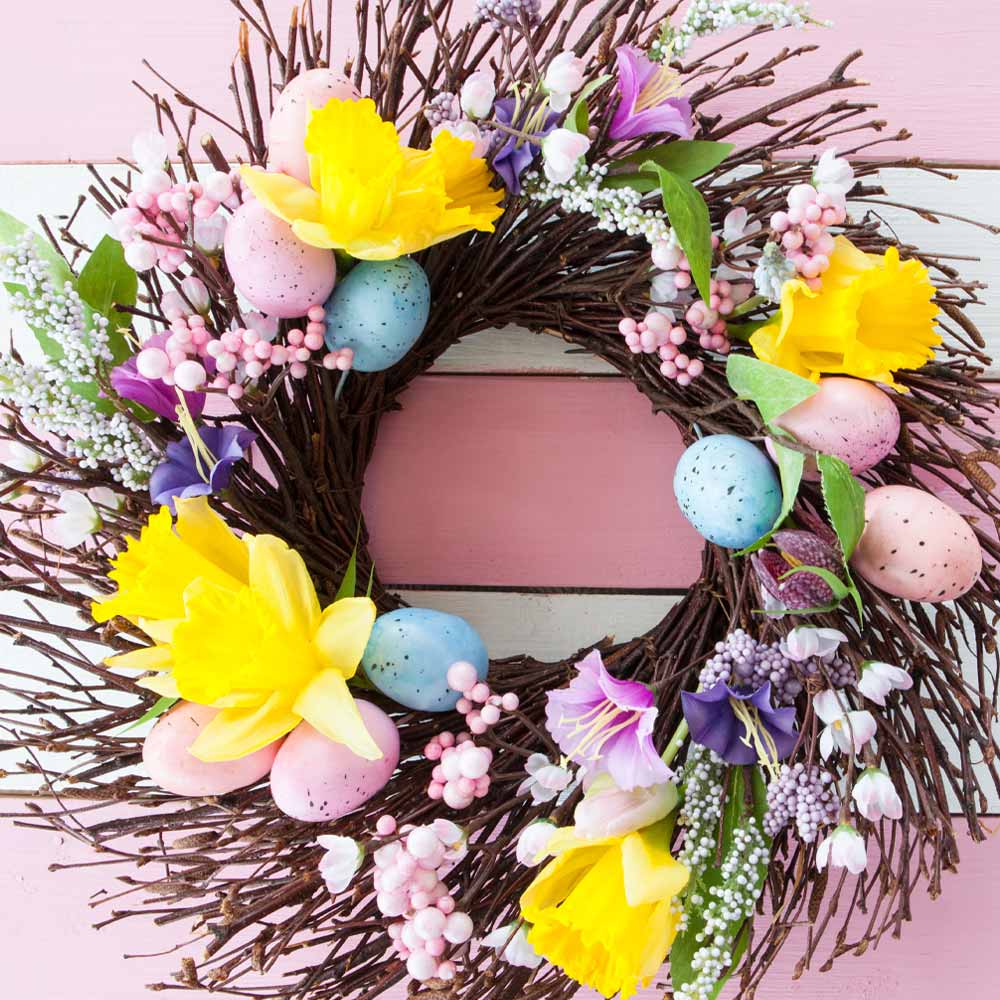 Easter Wreath with Spring Flowers