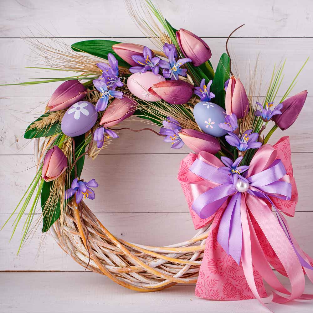 Beautiful Easter Wreath with Tulips