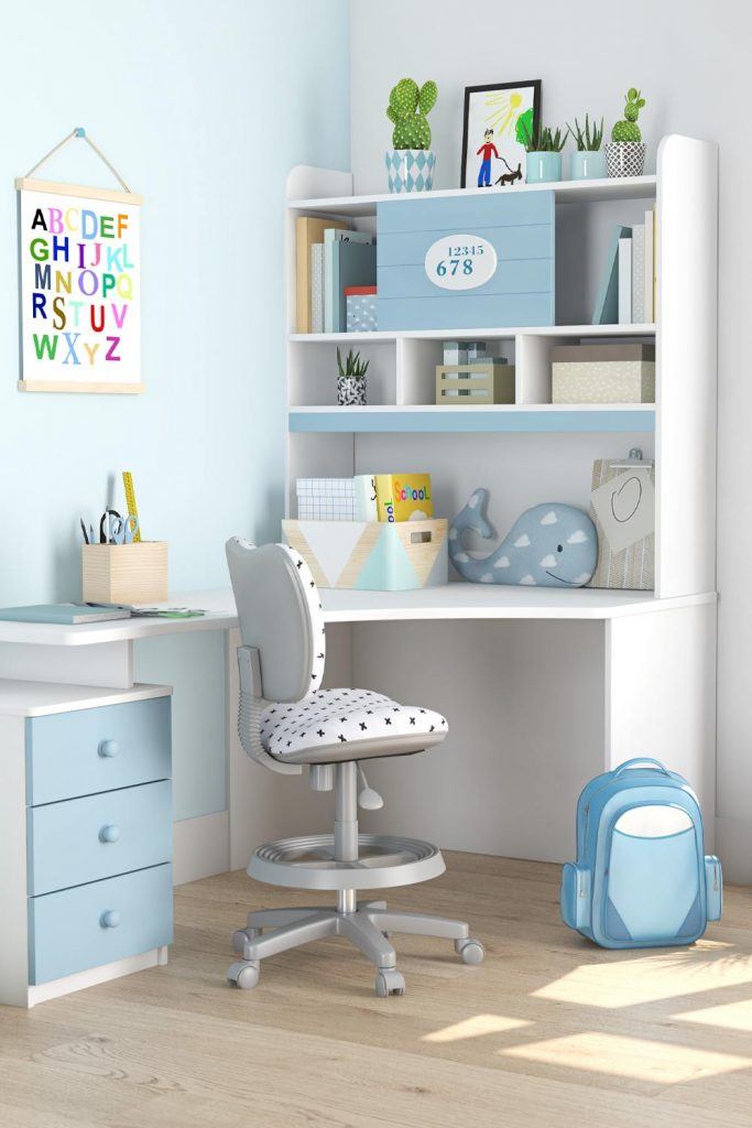 Pastel Blue Study Room for Kids