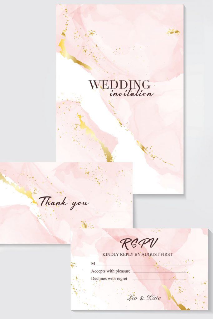 Marble Pink Wedding Invitation Design