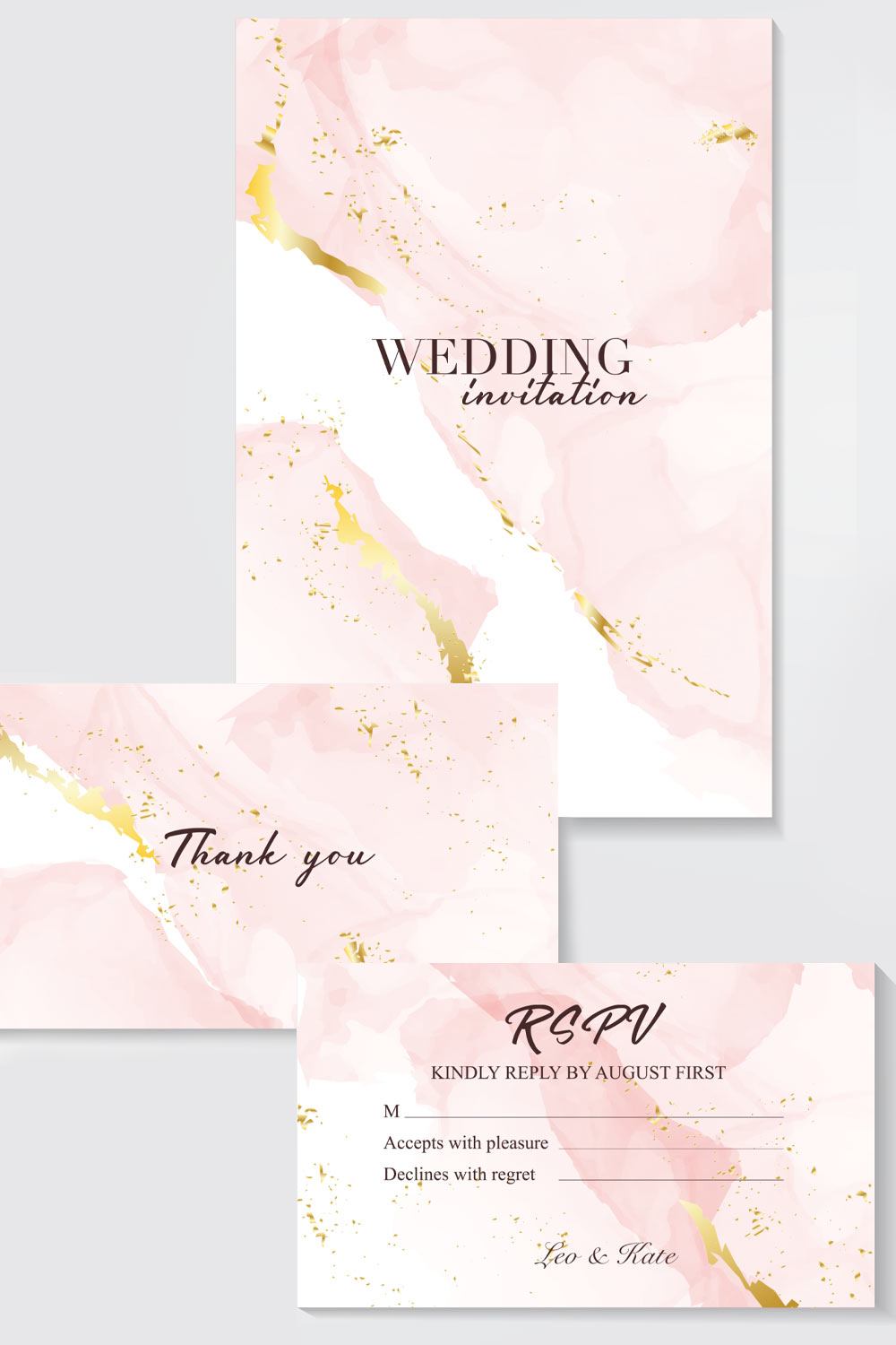 Marble Pink Wedding Invitation Design