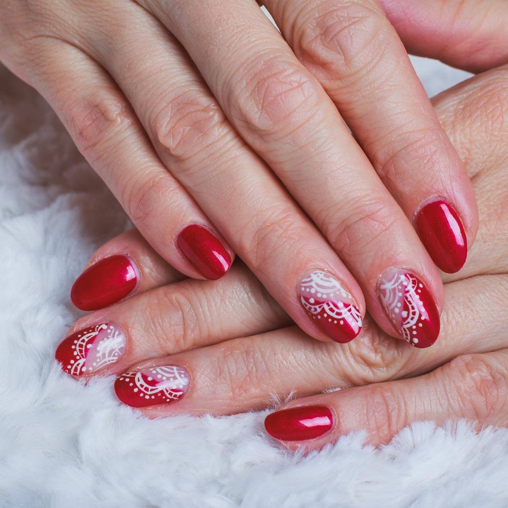 Red Patterned Nails