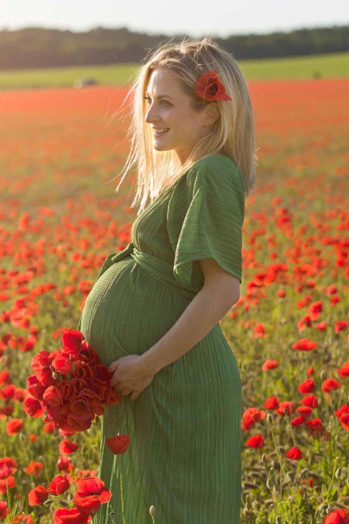 Green Belted Maternity Dress