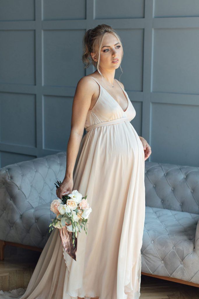 Long Silk Maternity Dress