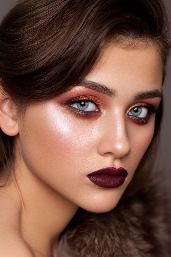 Burgundy Makeup with Dark Lips