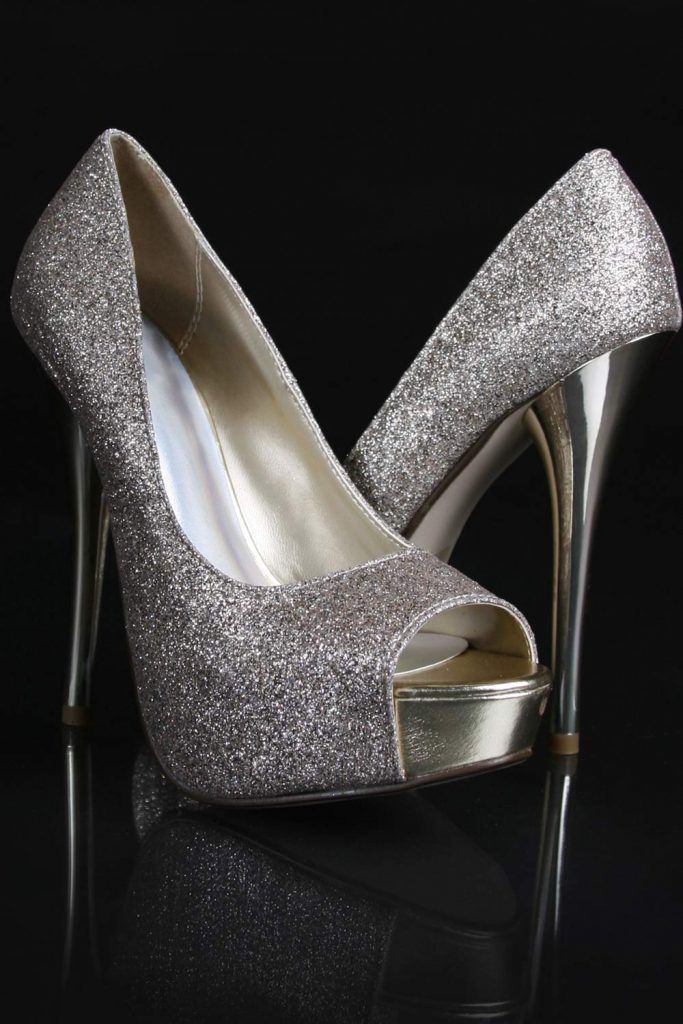 Open Toe Silver Heels for Prom
