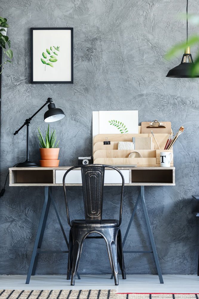 Home Office with Wooden Table