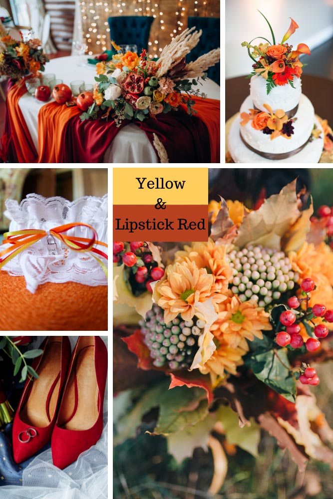 Yellow and Lipstick Red Wedding Colors Theme