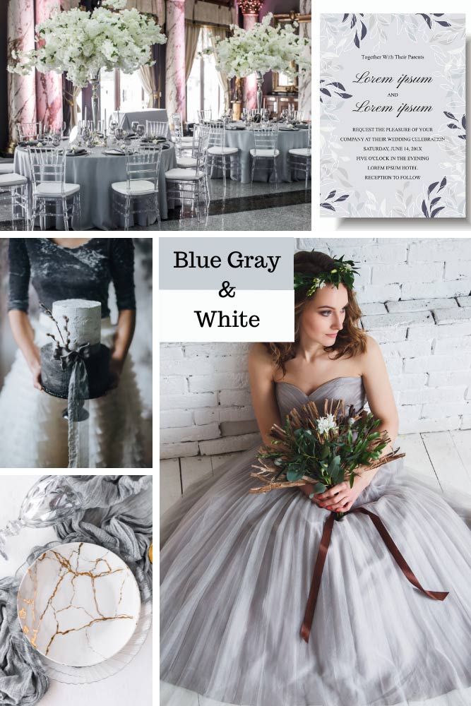Blue Gray and White Wedding Colors Theme
