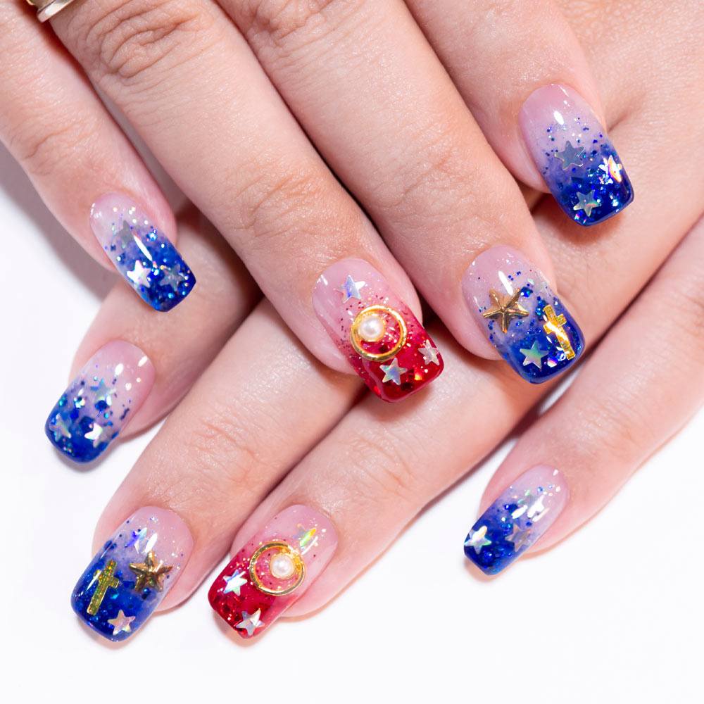 Patriotic French-Styled Nails Designs