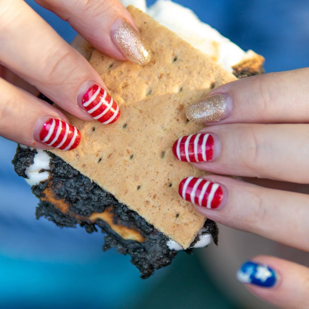 4th of July Nails Design with Stripes